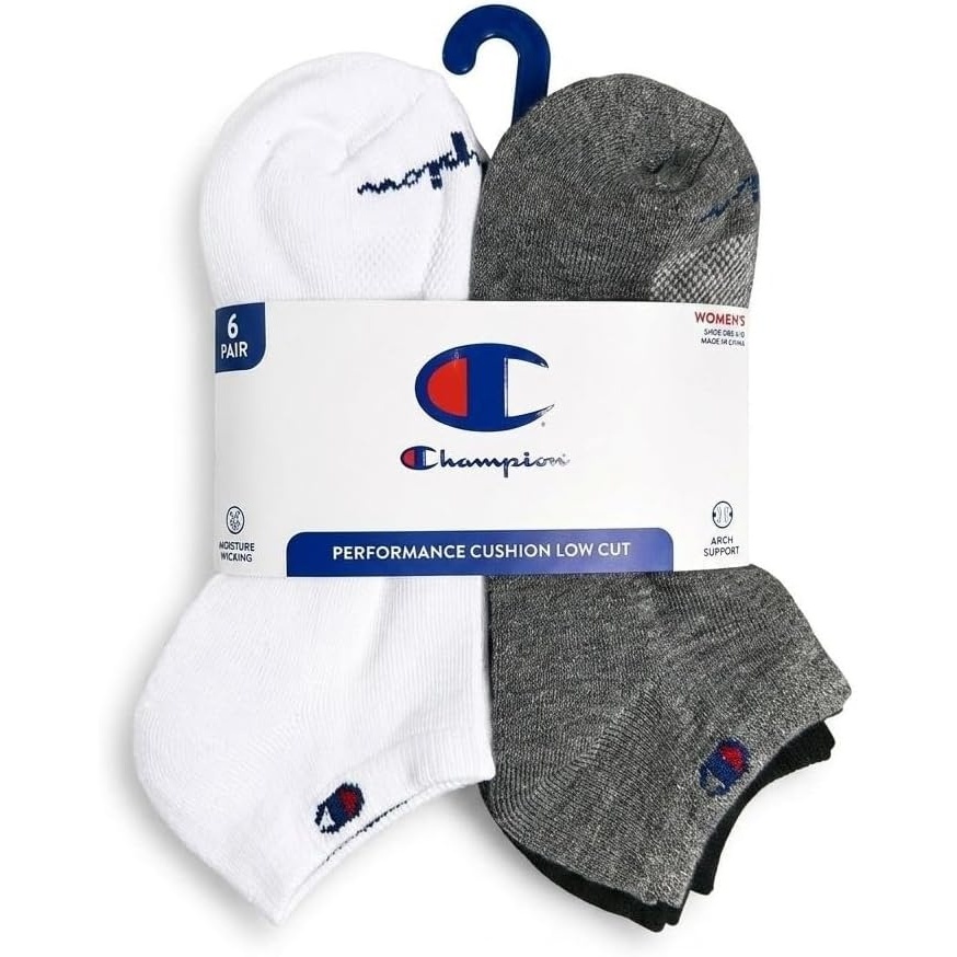 image:imageChampion Womens Low Cut Beathable MoistureWicking Athletic Socks 6PackAssorted WhiteGreyBlack
