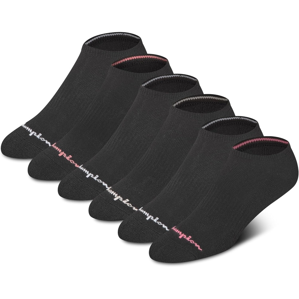 image:imageChampion Womens Low Cut Beathable MoistureWicking Athletic Socks 6PackBlack Toe Logo