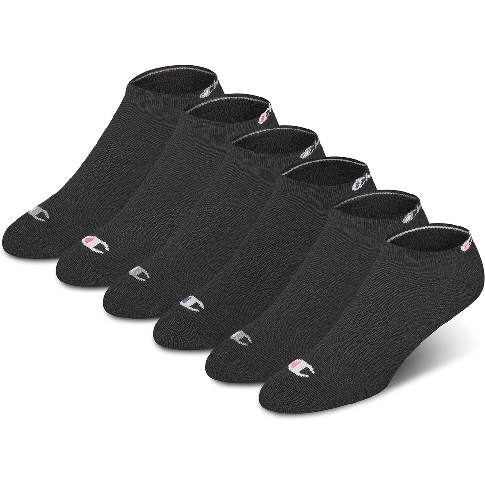 image:imageChampion Womens Low Cut Beathable MoistureWicking Athletic Socks 6PackBlack Toe Logo