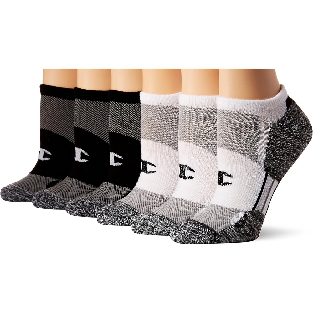 image:imageChampion Womens Low Cut Beathable MoistureWicking Athletic Socks 6PackBlackWhite Assortment