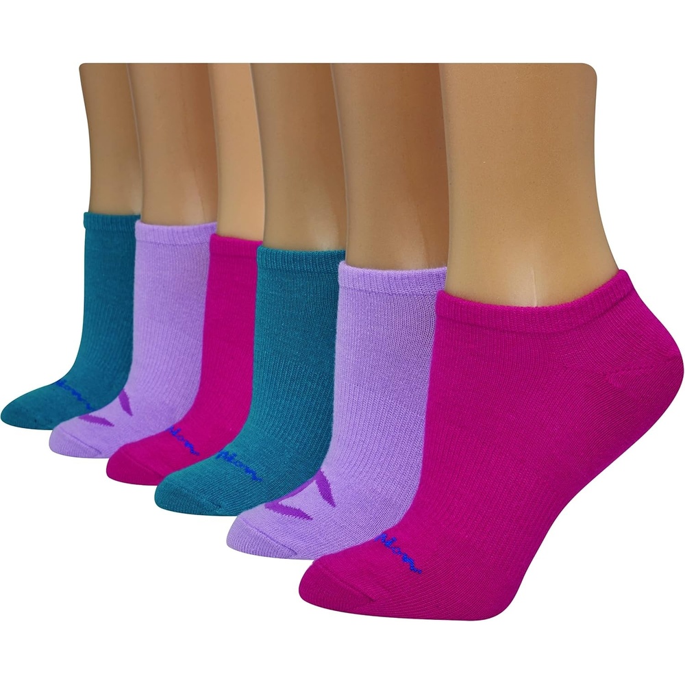 image:imageChampion Womens Low Cut Beathable MoistureWicking Athletic Socks 6PackRaspberryWater IrisRocking Teal
