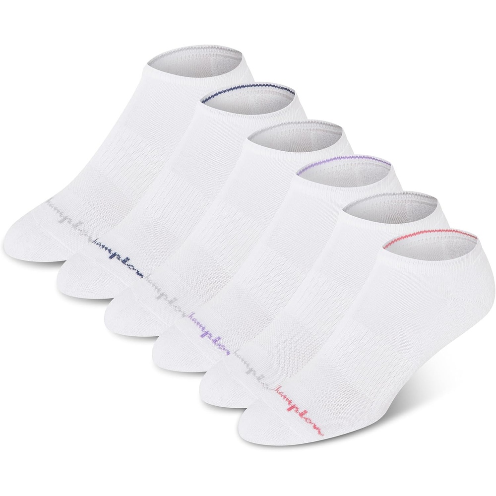 image:imageChampion Womens Low Cut Beathable MoistureWicking Athletic Socks 6PackWhite Toe Logo
