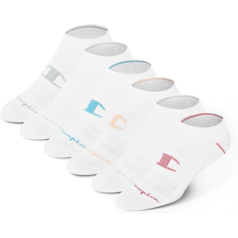 image:imageChampion Womens Low Cut Beathable MoistureWicking Athletic Socks 6PackWhite Big C