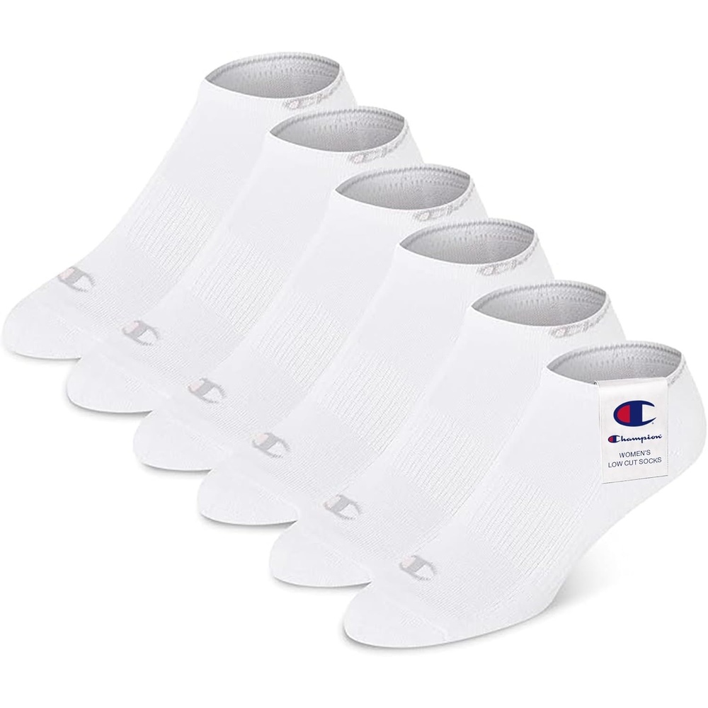 image:imageChampion Womens Low Cut Beathable MoistureWicking Athletic Socks 6PackWhite Toe Logo