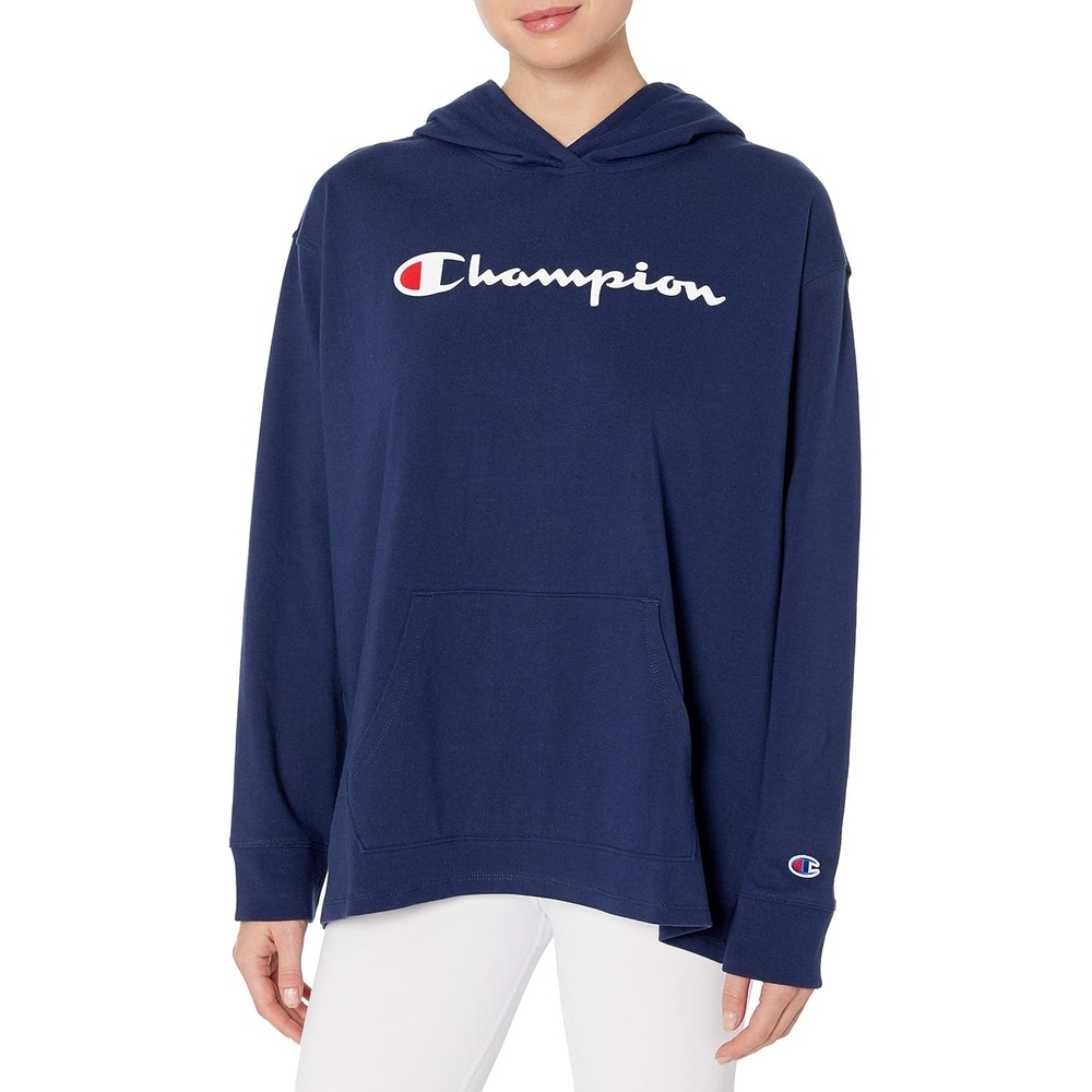 image:imageChampion Womens Pullover Fleece Hoodie Loose Fit Midweight Script Logo Available in Regular and PlusAthletic Navychampion Script