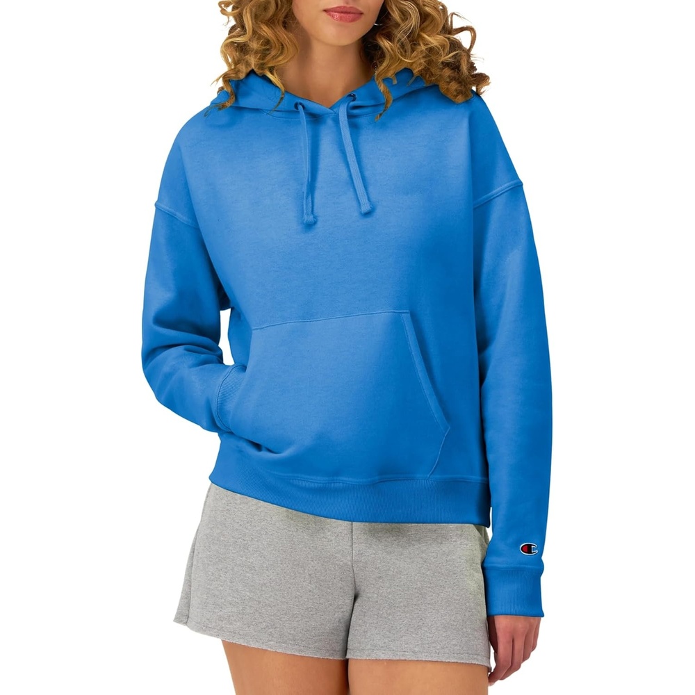 image:imageChampion Womens Pullover Fleece Hoodie Loose Fit Midweight Script Logo Available in Regular and PlusBlue Jay