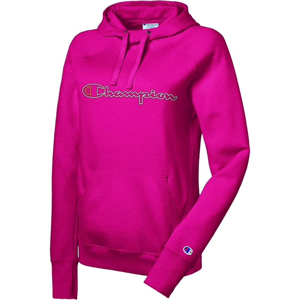 image:imageChampion Womens Pullover Fleece Hoodie Loose Fit Midweight Script Logo Available in Regular and PlusDeep Raspberry586139