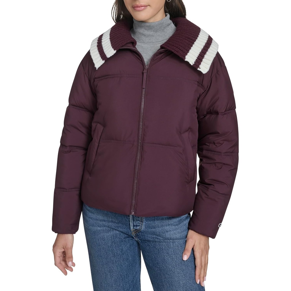 image:imageChampion Womens Quilted Shawl Collar Puffer JacketBurgundy