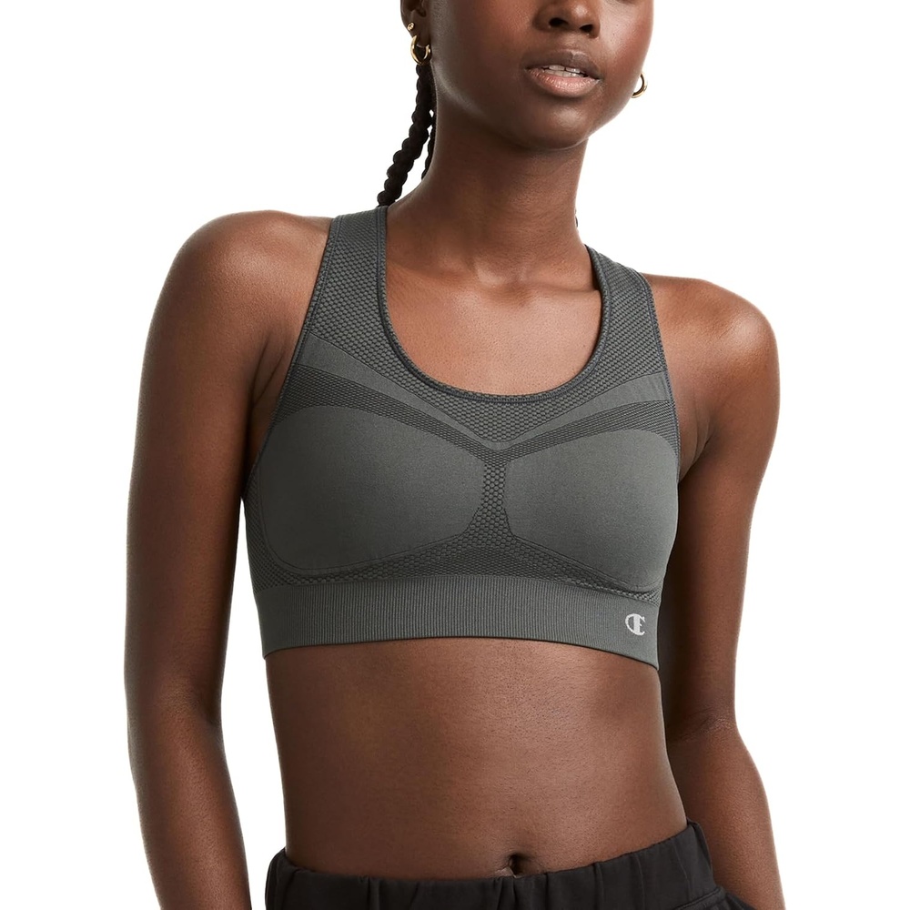 image:imageChampion Womens The Infinity Racerback Sports Bra Moderate Support Seamless MoistureWickingAsphalt