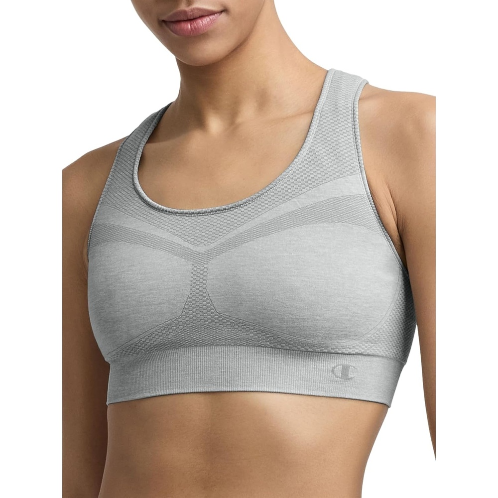 image:imageChampion Womens The Infinity Racerback Sports Bra Moderate Support Seamless MoistureWickingOxford Gray Heather