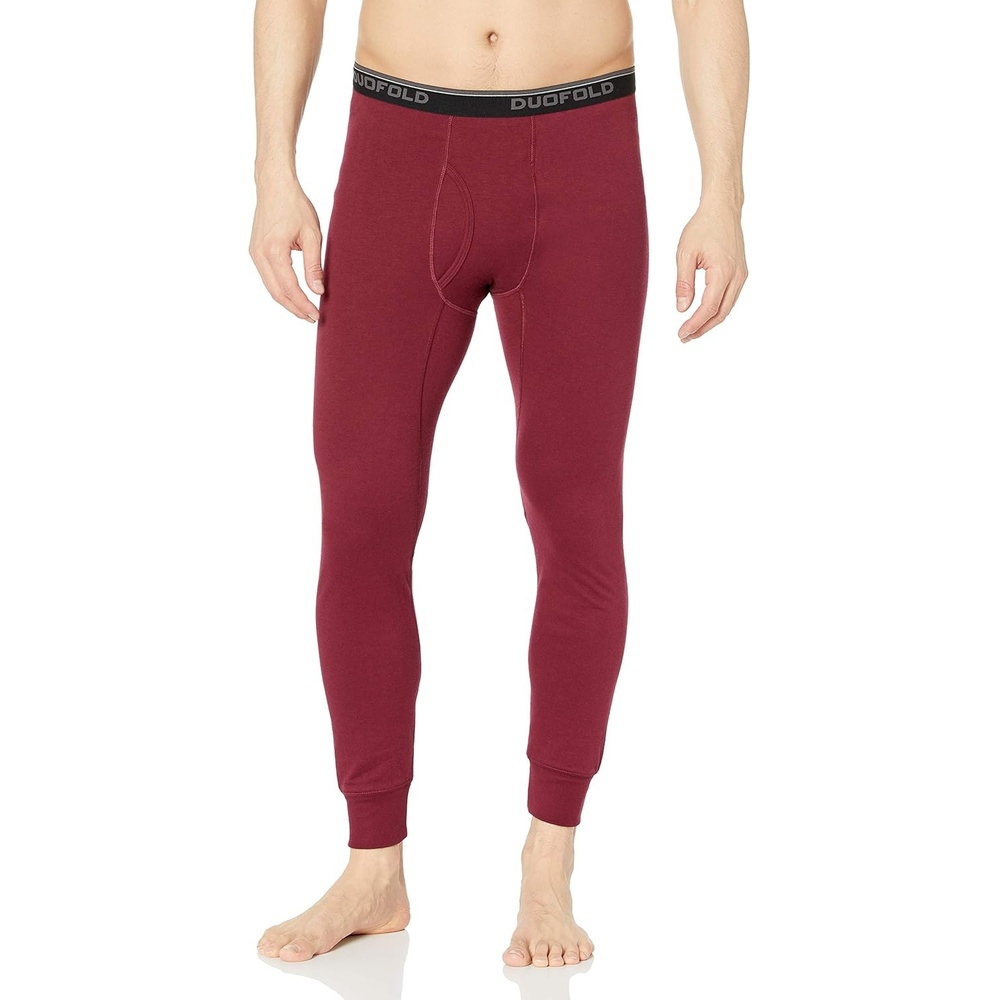 image:imageDuofold Mens Mid Weight Wicking Thermal PantBordeaux Red