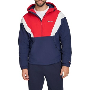 Champion Men’s Color Block Lined Windbreaker With Hood(Midnight/Ice/Red)