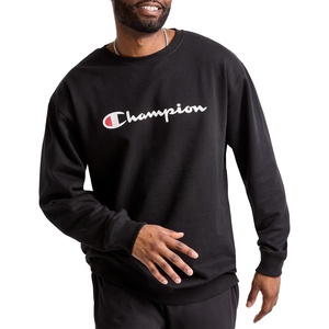 Champion Men’s Crewneck Fleece Sweatshirt, Standard Fit, Midweight, Script Logo, Available in Regular and Big & Tall(Black – Classic Script Logo)