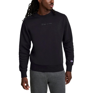Champion Men’s Crewneck Fleece Sweatshirt, Standard Fit, Midweight, Script Logo, Available in Regular and Big & Tall(Black – Tonal Script Logo)