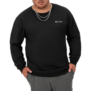 Champion Men’s Crewneck Fleece Sweatshirt, Standard Fit, Midweight, Script Logo, Available in Regular and Big & Tall(Black Small – Small Script Logo)