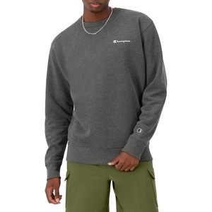 Champion Men’s Crewneck Fleece Sweatshirt, Standard Fit, Midweight, Script Logo, Available in Regular and Big & Tall(Granite Heather Small – Small Script Logo)