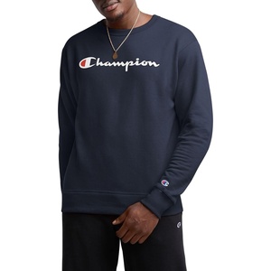 Champion Men’s Crewneck Fleece Sweatshirt, Standard Fit, Midweight, Script Logo, Available in Regular and Big & Tall(Navy Script)
