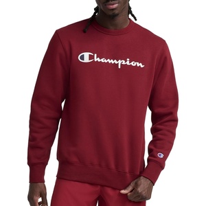 Champion Men’s Crewneck Fleece Sweatshirt, Standard Fit, Midweight, Script Logo, Available in Regular and Big & Tall(Pomegranate – Classic Script Logo)