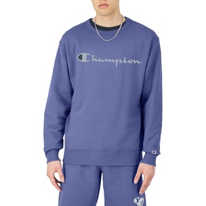 Champion Men’s Crewneck Fleece Sweatshirt, Standard Fit, Midweight, Script Logo, Available in Regular and Big & Tall(Stone Crush Blue – Classic Script Logo)
