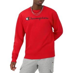 Champion Men’s Crewneck Fleece Sweatshirt, Standard Fit, Midweight, Script Logo, Available in Regular and Big & Tall(Team Red Scarlet Script)