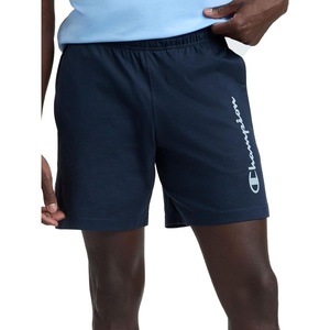 Champion Men’s Graphic Lounge Shorts, Standard Fit, 7 Inch Inseam, Script Logo, Lightweight 100% Cotton Jersey(Deep Navy)