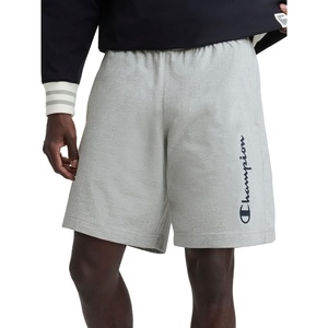 Champion Men’s Graphic Lounge Shorts, Standard Fit, 7 Inch Inseam, Script Logo, Lightweight 100% Cotton Jersey(Oxford Gray Heather)