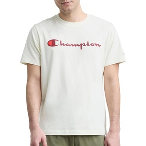 Champion Men’s Graphic Short Sleeve T-Shirt, Standard Fit, Classic Script Logo, Midweight 100% Cotton(Unbleached Cotton)