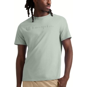 Champion Men’s Graphic Short Sleeve T-Shirt, Standard Fit, Tonal Script Logo, Midweight 100% Cotton(Clever Sage)