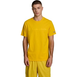Champion Men’s Graphic Short Sleeve T-Shirt, Standard Fit, Tonal Script Logo, Midweight 100% Cotton(Freesia)