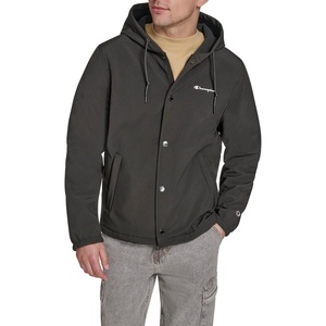Champion Men’s Hooded Coaches Rain Jacket(Black Soft Shell)