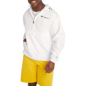 Champion Men’s Jacket, Stadium Full-zip Jacket, Wind Resistant, Water Resistant Jacket for Men(White Small Script)