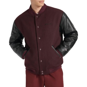 Champion Men’s Letterman Varsity Bomber Jacket With Faux Leather Sleeves(Burgundy/Black)