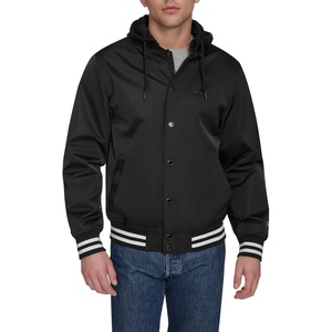 Champion Men’s Lightweight Varsity Jacket With Jersey Hood(Black)