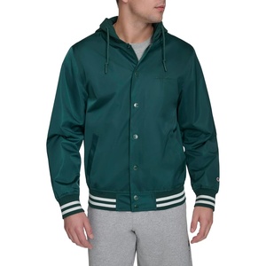 Champion Men’s Lightweight Varsity Jacket With Jersey Hood(Rain Forest)