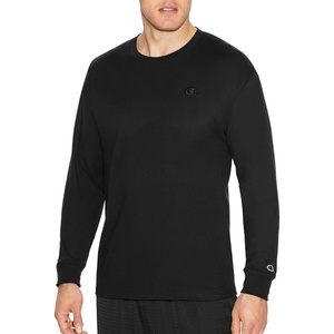 Champion Men’s Long Sleeve T-shirt, Classic T-shirt for Men (Reg. Or Big & Tall)(Black)