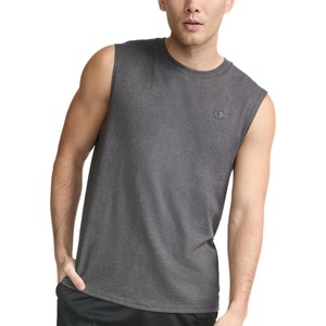 Champion Men’s Muscle Tank, Classic Graphic Muscle Tee, Sleeveless T-shirt for Men (Reg. Or Big & Tall)(Granite Heather – C Logo)
