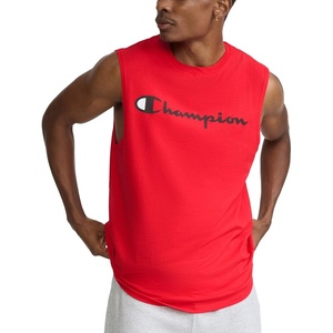 Champion Men’s Muscle Tank, Classic Graphic Muscle Tee, Sleeveless T-shirt for Men (Reg. Or Big & Tall)(Scarlet – Classic Script Logo)