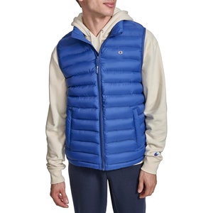 Champion Men’s Packable Puffer Vest With Stand Collar(Blue)