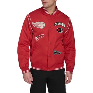 Champion Men’s Patch Varsity Bomber Jacket(Chili Pepper)