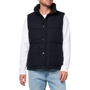 Champion Men’s Puffer Vest With Name Logo(Peacoat Wool Blend)