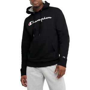 Champion Men’s Pullover Graphic Fleece Hoodie, Standard Fit, Midweight Fleece, Classic Script Logo(Black)