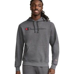 Champion Men’s Pullover Graphic Fleece Hoodie, Standard Fit, Midweight Fleece, Classic Script Logo(Granite Heather)