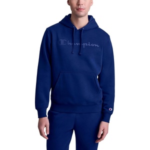 Champion Men’s Pullover Graphic Fleece Hoodie, Standard Fit, Midweight Fleece, Tonal Script Logo(Blue Depths)