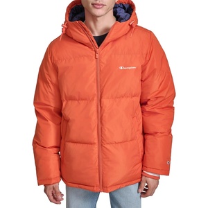 Champion Men’s Quilted Full-zip Hooded Puffer Jacket(Orange)