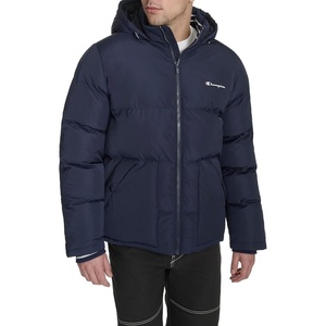 Champion Men’s Quilted Full-zip Hooded Puffer Jacket(Peacoat Patch Pocket)