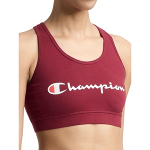 Champion Women’s Champion Script Sports Bra, Flexible Fit(Pomegranate – Script Logo)