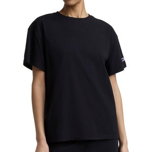 Champion Women’s Classic Short Sleeve Graphic T-Shirt, Loose Fit, Script Logo(Black – Tonal Script Logo)