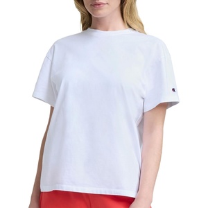 Champion Women’s Classic Short Sleeve Graphic T-Shirt, Loose Fit, Script Logo(Bright White – Tonal Script Logo)