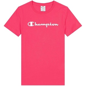 Champion Women’s Classic Short Sleeve Graphic T-Shirt, Standard Fit, Script Logo(Hot-pink.)