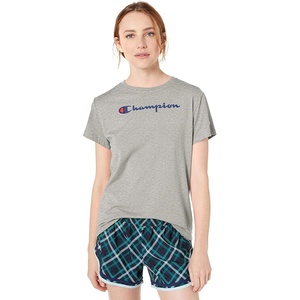 Champion Women’s Classic Short Sleeve Graphic T-Shirt, Standard Fit, Script Logo(Oxford Gray Script (Retired))